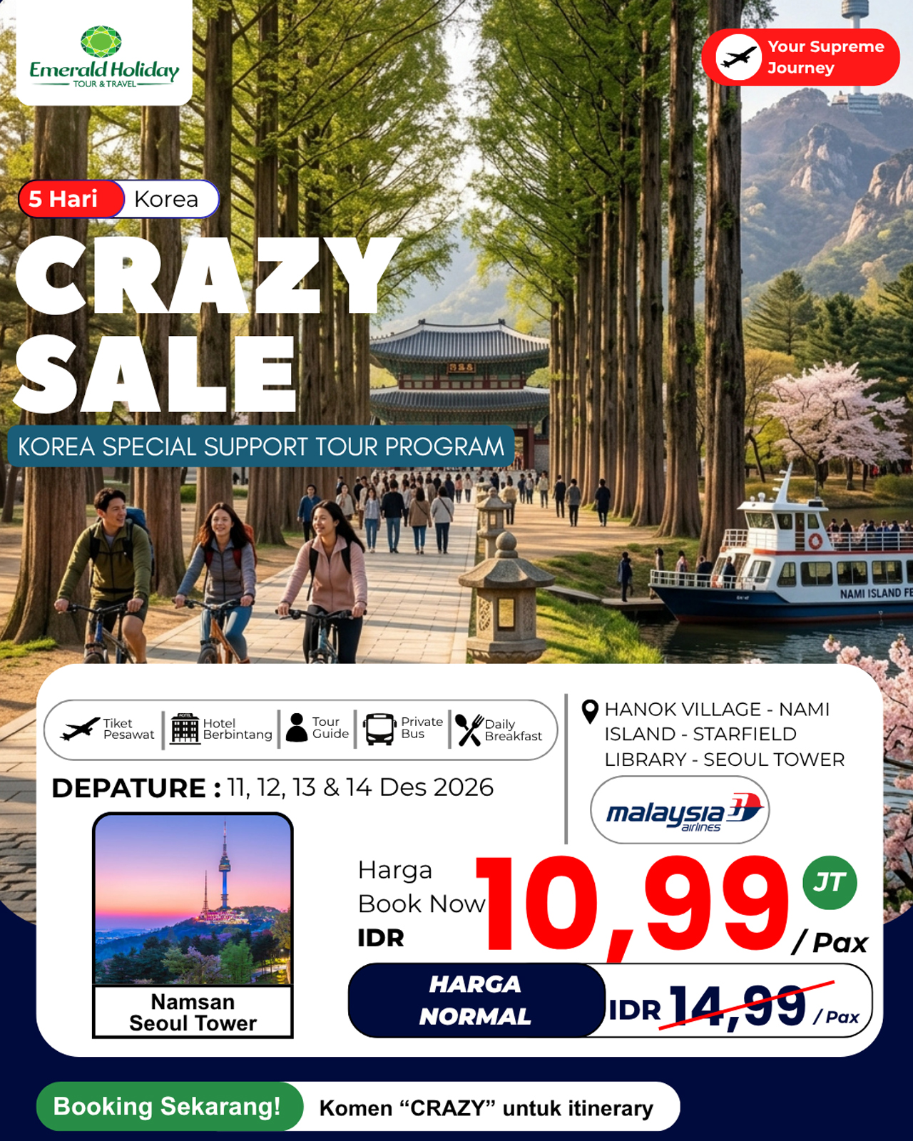 5D KOREA TOUR PROGRAM)11,12,13,14 DES 26